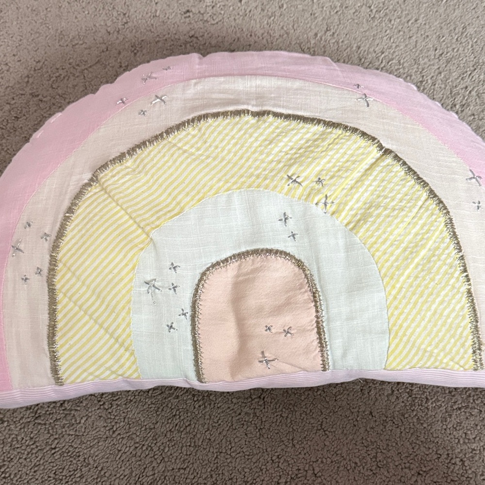 Pottery Barn Kids Pink, Yellow & Cream Rainbow Decorative Pillow